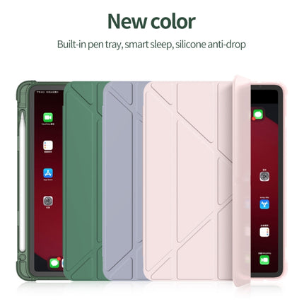 Multi-folding Surface PU Leather Matte Anti-drop Protective TPU Case with Pen Slot for iPad Air 2022 / 2020 10.9(Light Pink)-garmade.com