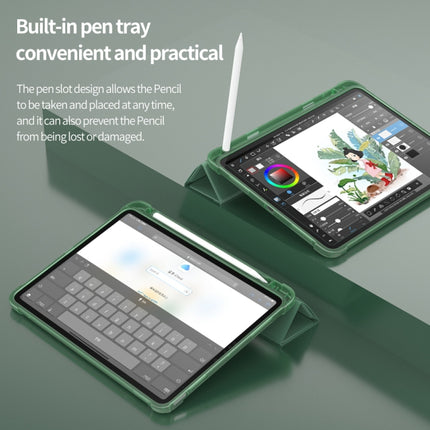 Multi-folding Surface PU Leather Matte Anti-drop Protective TPU Case with Pen Slot for iPad Air 2022 / 2020 10.9(Black)-garmade.com