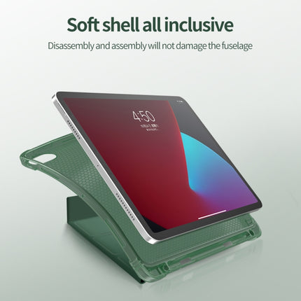 Multi-folding Surface PU Leather Matte Anti-drop Protective TPU Case with Pen Slot for iPad Air 2022 / 2020 10.9(Dark Green)-garmade.com