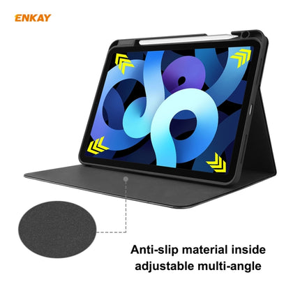 ENKAY ENK-8024 Cow Texture PU Leather + TPU Smart Case with Pen Slot foriPad Air 2022 / 2020 10.9 / iPad Pro 11 (2018)(Dark Blue)-garmade.com