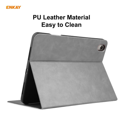 ENKAY ENK-8024 Cow Texture PU Leather + TPU Smart Case with Pen Slot foriPad Air 2022 / 2020 10.9 / iPad Pro 11 (2018)(Grey)-garmade.com