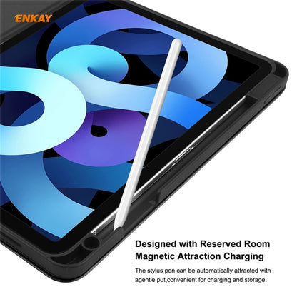 ENKAY ENK-8024 Cow Texture PU Leather + TPU Smart Case with Pen Slot foriPad Air 2022 / 2020 10.9 / iPad Pro 11 (2018)(Dark Blue)-garmade.com