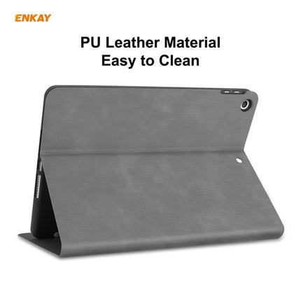 For iPad 10.2 2021 / 2020 / 2019 ENKAY ENK-8023 Cow Texture PU Leather + TPU Smart Case with Pen Slot(Grey)-garmade.com