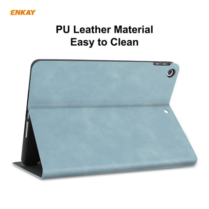 For iPad 10.2 2021 / 2020 / 2019 ENKAY ENK-8023 Cow Texture PU Leather + TPU Smart Case with Pen Slot(Sky Blue)-garmade.com