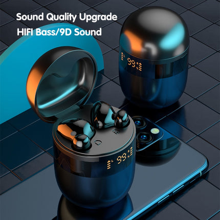 J28 TWS Wireless Bluetooth Earphones LED Digital Display HIFI Music Sport Earphone(Blue)-garmade.com