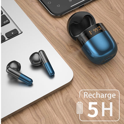 J28 TWS Wireless Bluetooth Earphones LED Digital Display HIFI Music Sport Earphone(Black)-garmade.com