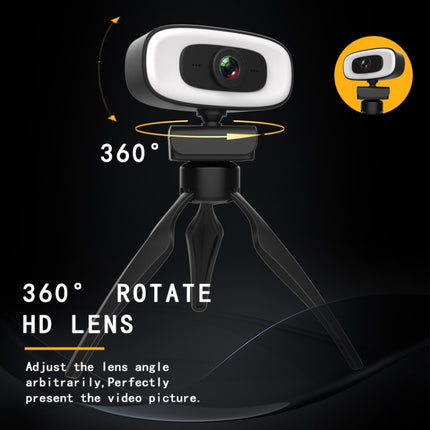 C10 2K HD Without Distortion 360 Degrees Rotate Three-speed Fill Light USB Free Drive Webcams, Built-in Clear Sound Microphone-garmade.com