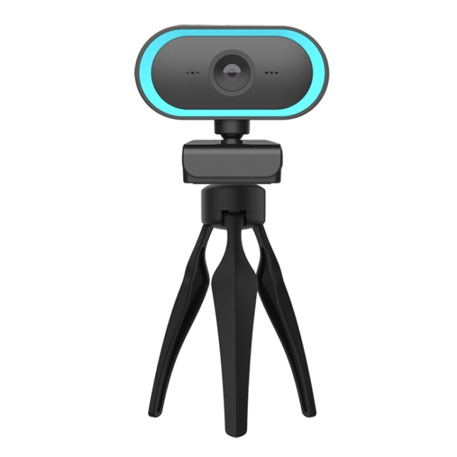 C11 2K Picture Quality HD Without Distortion 360 Degrees Rotate Built-in Microphone Sound Clear Webcams with Tripod(Blue)-garmade.com