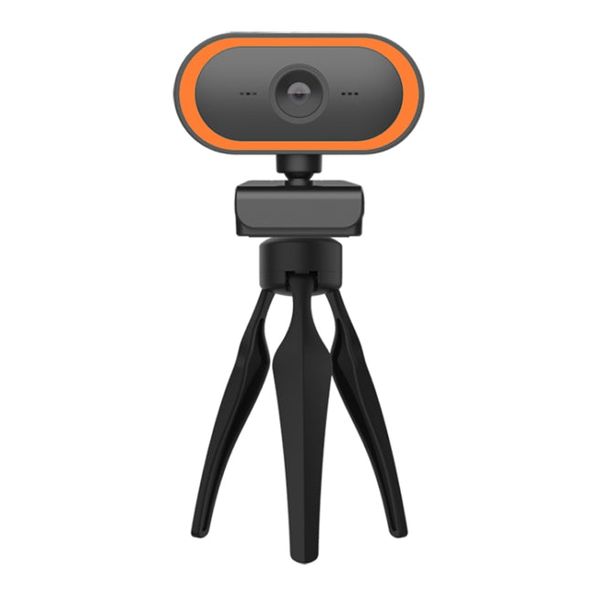C11 2K Picture Quality HD Without Distortion 360 Degrees Rotate Built-in Microphone Sound Clear Webcams with Tripod(Orange)-garmade.com