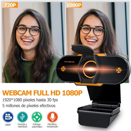 312 1080P HD USB 2.0 PC Desktop Camera Webcam with Mic, Cable Length: about 1.3m, Configuration:Regular-garmade.com