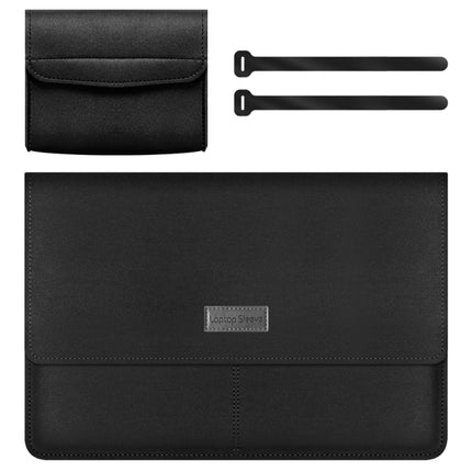 Litchi Pattern PU Leather Waterproof Ultra-thin Protection Liner Bag Briefcase Laptop Carrying Bag for 13-14 inch Laptops(BLACK)-garmade.com