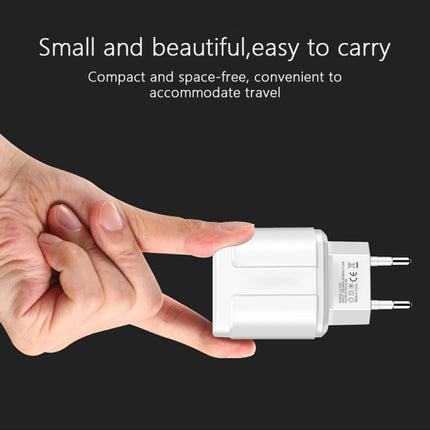 Dual USB Portable Travel Charger + 1 Meter USB to 8 Pin Data Cable, EU Plug(White)-garmade.com