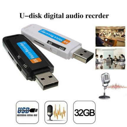 SK001 Professional Rechargeable U-Disk Portable USB Digital Audio Voice Recorder Pen Support TF Card Up to 32GB Dictaphone Flash Drive(White)-garmade.com