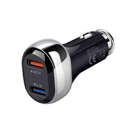 YSY-312 2 in 1 18W Portable QC3.0 Dual USB Car Charger + 1m 3A USB to Micro USB Data Cable Set(Black)-garmade.com