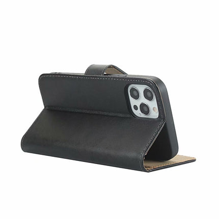 Plain Texture Cowhide Leather Horizontal Flip Case with Magnetic Clasp & Holder & Card Slots & Wallet For iPhone 12 / 12 Pro(Black)-garmade.com