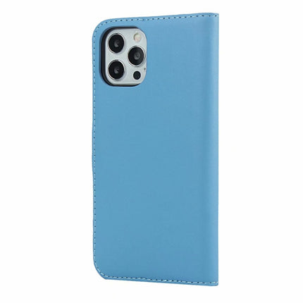 Plain Texture Cowhide Leather Horizontal Flip Case with Magnetic Clasp & Holder & Card Slots & Wallet For iPhone 12 / 12 Pro(Blue)-garmade.com