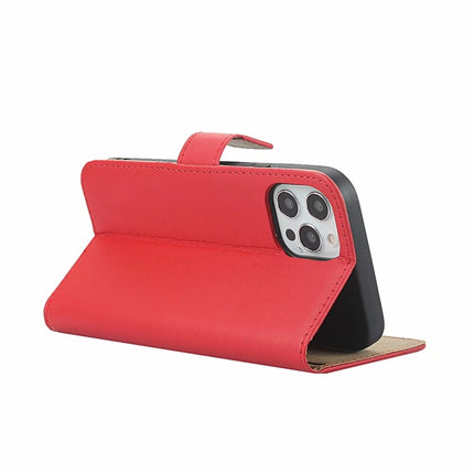 Plain Texture Cowhide Leather Horizontal Flip Case with Magnetic Clasp & Holder & Card Slots & Wallet For iPhone 12 / 12 Pro(Red)-garmade.com