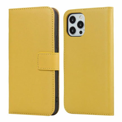Plain Texture Cowhide Leather Horizontal Flip Case with Magnetic Clasp & Holder & Card Slots & Wallet For iPhone 12 / 12 Pro(Yellow)-garmade.com