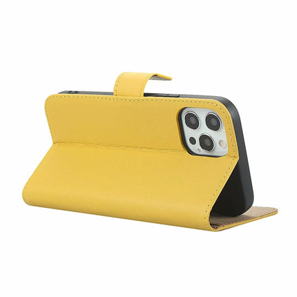 Plain Texture Cowhide Leather Horizontal Flip Case with Magnetic Clasp & Holder & Card Slots & Wallet For iPhone 12 / 12 Pro(Yellow)-garmade.com