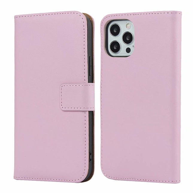 Plain Texture Cowhide Leather Horizontal Flip Case with Magnetic Clasp & Holder & Card Slots & Wallet For iPhone 12 / 12 Pro(Pink)-garmade.com