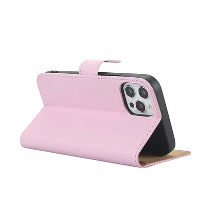 Plain Texture Cowhide Leather Horizontal Flip Case with Magnetic Clasp & Holder & Card Slots & Wallet For iPhone 12 / 12 Pro(Pink)-garmade.com