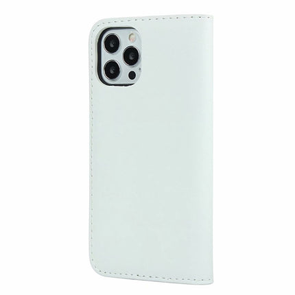 Plain Texture Cowhide Leather Horizontal Flip Case with Magnetic Clasp & Holder & Card Slots & Wallet For iPhone 12 / 12 Pro(White)-garmade.com