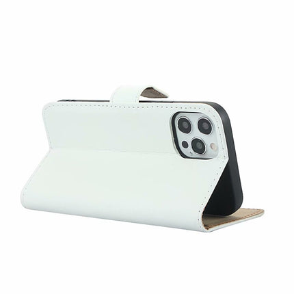 Plain Texture Cowhide Leather Horizontal Flip Case with Magnetic Clasp & Holder & Card Slots & Wallet For iPhone 12 / 12 Pro(White)-garmade.com