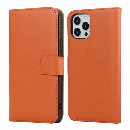 Plain Texture Cowhide Leather Horizontal Flip Case with Magnetic Clasp & Holder & Card Slots & Wallet For iPhone 12 / 12 Pro(Orange)-garmade.com