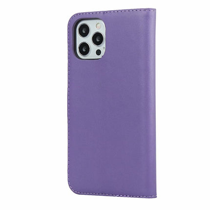 Plain Texture Cowhide Leather Horizontal Flip Case with Magnetic Clasp & Holder & Card Slots & Wallet For iPhone 12 / 12 Pro(Purple)-garmade.com