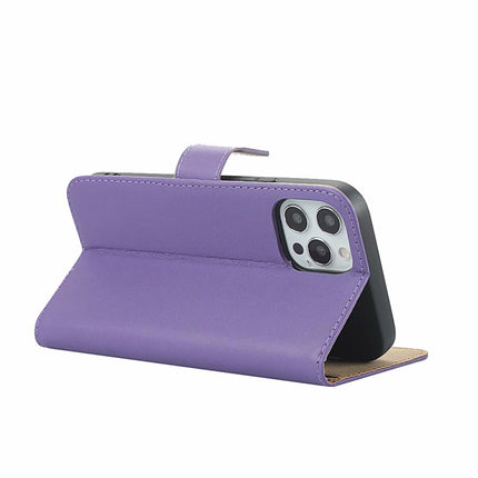 Plain Texture Cowhide Leather Horizontal Flip Case with Magnetic Clasp & Holder & Card Slots & Wallet For iPhone 12 / 12 Pro(Purple)-garmade.com