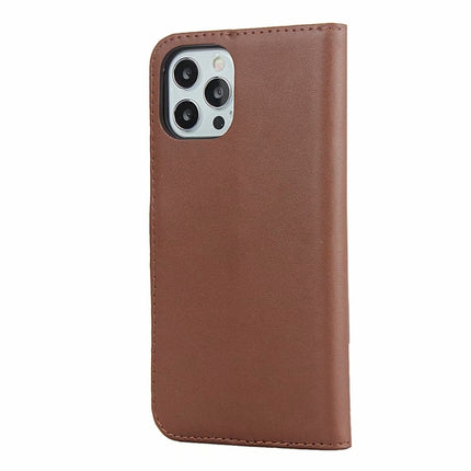 Plain Texture Cowhide Leather Horizontal Flip Case with Magnetic Clasp & Holder & Card Slots & Wallet For iPhone 12 / 12 Pro(Brown)-garmade.com
