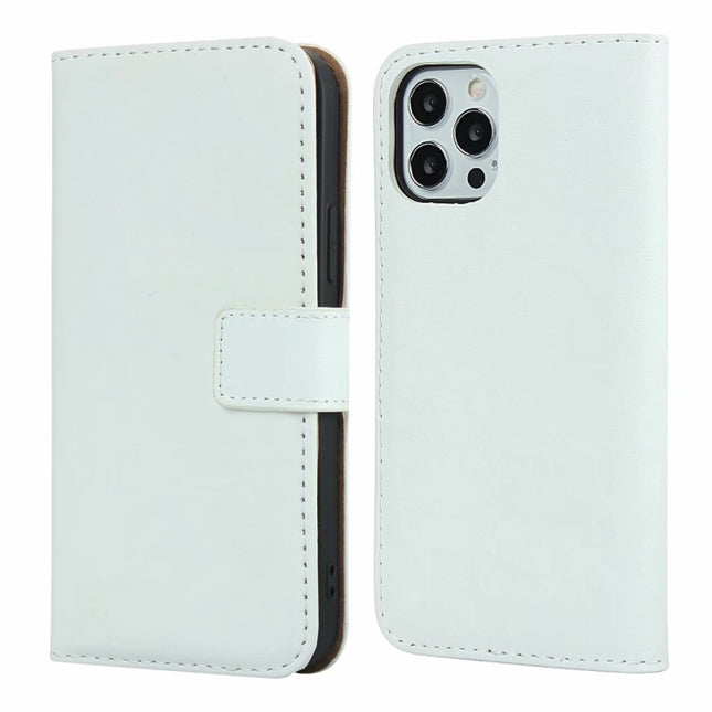 Plain Texture Cowhide Leather Horizontal Flip Case with Magnetic Clasp & Holder & Card Slots & Wallet For iPhone 12 Mini(White)-garmade.com