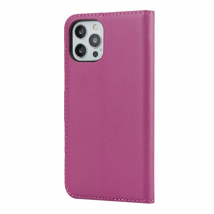 Plain Texture Cowhide Leather Horizontal Flip Case with Magnetic Clasp & Holder & Card Slots & Wallet For iPhone 12 Mini(Rose Red)-garmade.com