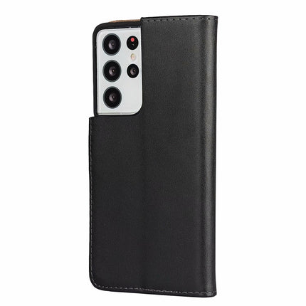 Plain Texture Cowhide Leather Horizontal Flip Case with Magnetic Clasp & Holder & Card Slots & Wallet For Samsung Galaxy S21 Ultra 5G(Black)-garmade.com