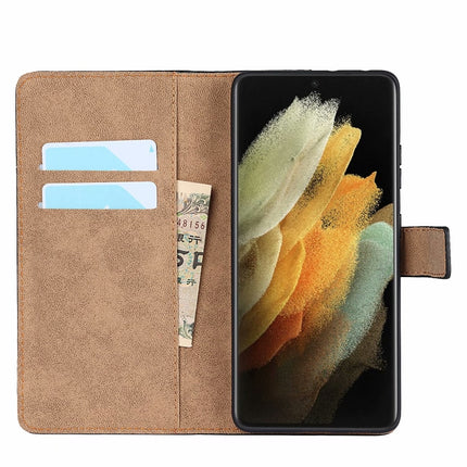 Plain Texture Cowhide Leather Horizontal Flip Case with Magnetic Clasp & Holder & Card Slots & Wallet For Samsung Galaxy S21 Ultra 5G(Black)-garmade.com