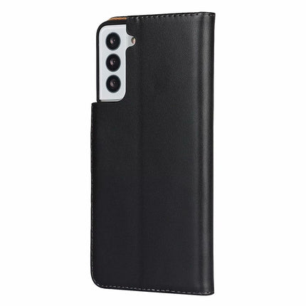 Plain Texture Cowhide Leather Horizontal Flip Case with Magnetic Clasp & Holder & Card Slots & Wallet For Samsung Galaxy S21 5G(Black)-garmade.com