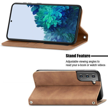 For Samsung Galaxy S21 Plus Retro Skin Feel Business Magnetic Horizontal Flip Leather Case with Holder & Card Slots & Wallet & Photo Frame(Brown)-garmade.com