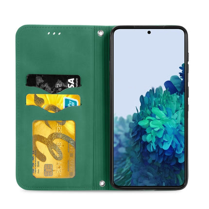 For Samsung Galaxy S21 Plus Retro Skin Feel Business Magnetic Horizontal Flip Leather Case with Holder & Card Slots & Wallet & Photo Frame(Green)-garmade.com