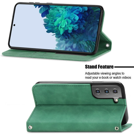 For Samsung Galaxy S21 Plus Retro Skin Feel Business Magnetic Horizontal Flip Leather Case with Holder & Card Slots & Wallet & Photo Frame(Green)-garmade.com