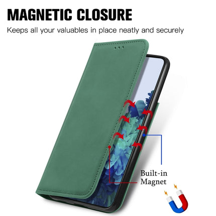 For Samsung Galaxy S21 Plus Retro Skin Feel Business Magnetic Horizontal Flip Leather Case with Holder & Card Slots & Wallet & Photo Frame(Green)-garmade.com