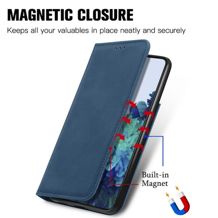 For Samsung Galaxy S21 Retro Skin Feel Business Magnetic Horizontal Flip Leather Case with Holder & Card Slots & Wallet & Photo Frame(Blue)-garmade.com