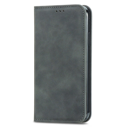 For Samsung Galaxy S21 Retro Skin Feel Business Magnetic Horizontal Flip Leather Case with Holder & Card Slots & Wallet & Photo Frame(Grey)-garmade.com