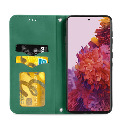 For Samsung Galaxy S21 Ultra Retro Skin Feel Business Magnetic Horizontal Flip Leather Case with Holder & Card Slots & Wallet & Photo Frame(Green)-garmade.com