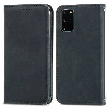 For Samsung Galaxy S20 Plus Retro Skin Feel Business Magnetic Horizontal Flip Leather Case with Holder & Card Slots & Wallet & Photo Frame(Black)-garmade.com