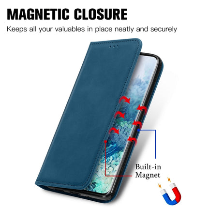 For Samsung Galaxy S20 Plus Retro Skin Feel Business Magnetic Horizontal Flip Leather Case with Holder & Card Slots & Wallet & Photo Frame(Blue)-garmade.com