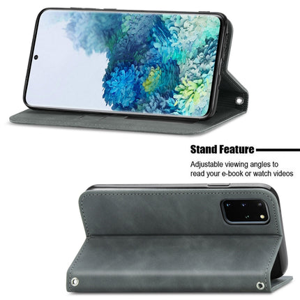 For Samsung Galaxy S20 Plus Retro Skin Feel Business Magnetic Horizontal Flip Leather Case with Holder & Card Slots & Wallet & Photo Frame(Grey)-garmade.com