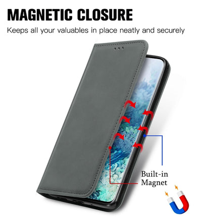 For Samsung Galaxy S20 Plus Retro Skin Feel Business Magnetic Horizontal Flip Leather Case with Holder & Card Slots & Wallet & Photo Frame(Grey)-garmade.com