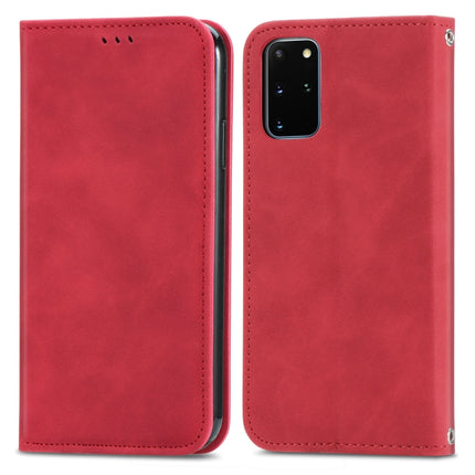 For Samsung Galaxy S20 Plus Retro Skin Feel Business Magnetic Horizontal Flip Leather Case with Holder & Card Slots & Wallet & Photo Frame(Red)-garmade.com