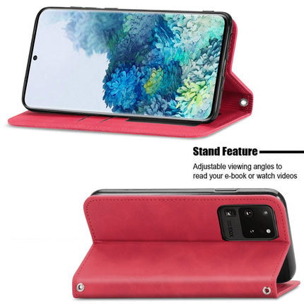 For Samsung Galaxy S20 Ultra Retro Skin Feel Business Magnetic Horizontal Flip Leather Case with Holder & Card Slots & Wallet & Photo Frame(Red)-garmade.com