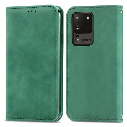 For Samsung Galaxy S20 Ultra Retro Skin Feel Business Magnetic Horizontal Flip Leather Case with Holder & Card Slots & Wallet & Photo Frame(Green)-garmade.com